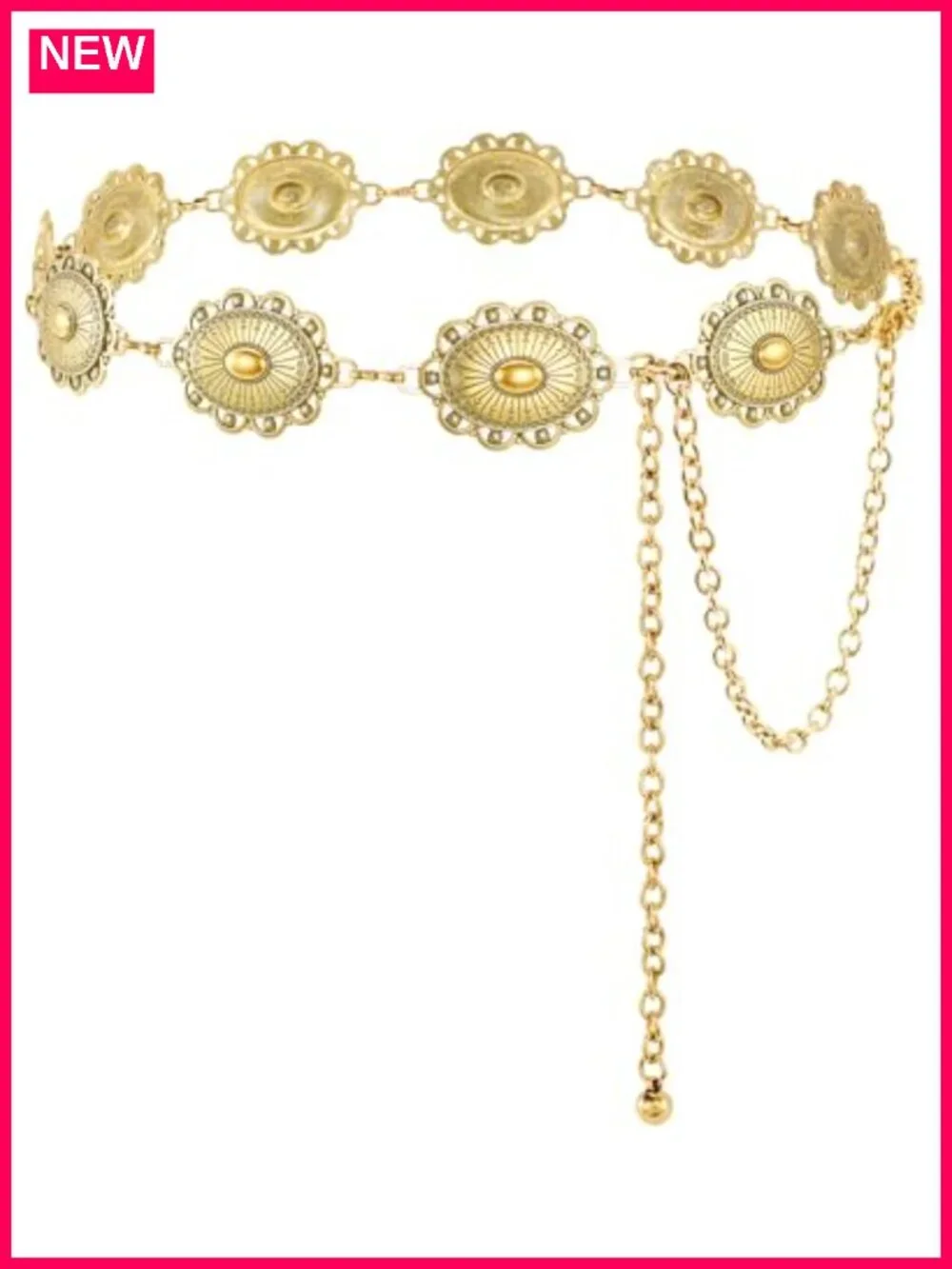 Women Western Concho Belt Cowgirl Boho Chain Belt Country Concert Metal Belt
